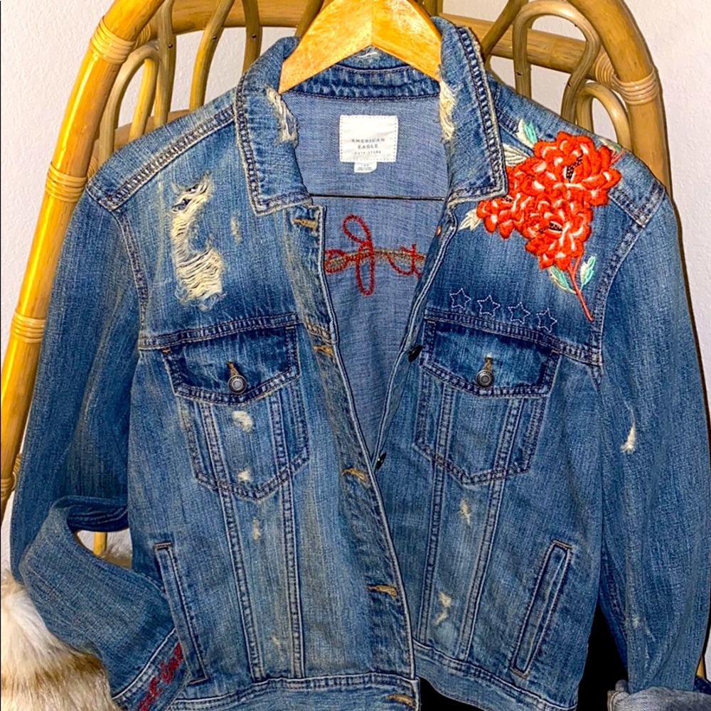 AEO embroidered jean jacket